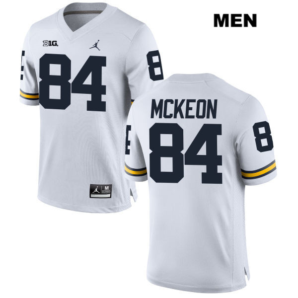 Men's NCAA Michigan Wolverines Sean McKeon #84 White Jordan Brand Authentic Stitched Football College Jersey DT25B40MM